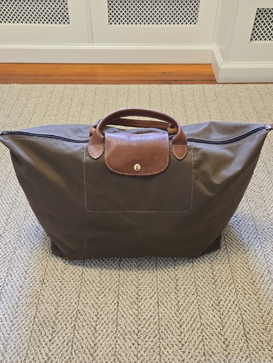 Longchamp Handbags - LONGCHAMP Le Pliage L Model Depose Nylon Tote Bag with Leather Trim